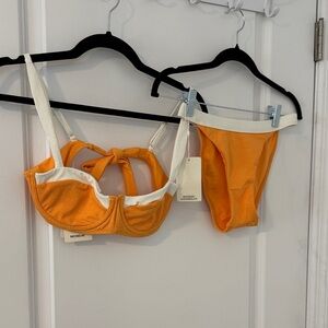 NWT Monday Swimwear Orange and Cream Bikini